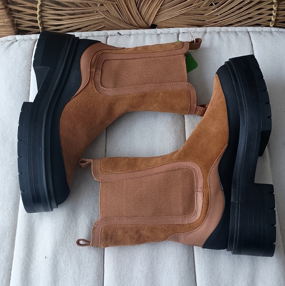 NWT Sam Edelman Tan Lulia Lug Sole Tan/Whiskey Suede Boots_7.5 - Picture 2 of 11